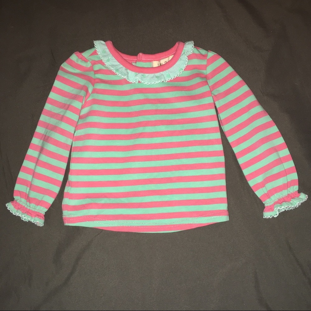Matilda Jane Mint & Coral Striped Top | 3-6M